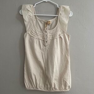 Cream ruffle sleeve tank size medium